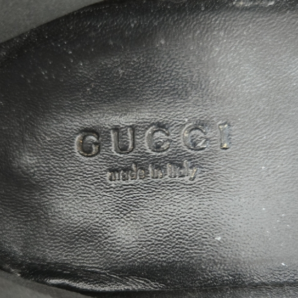 Gucci Black Leather Slip-On Loafers with Gold Detail